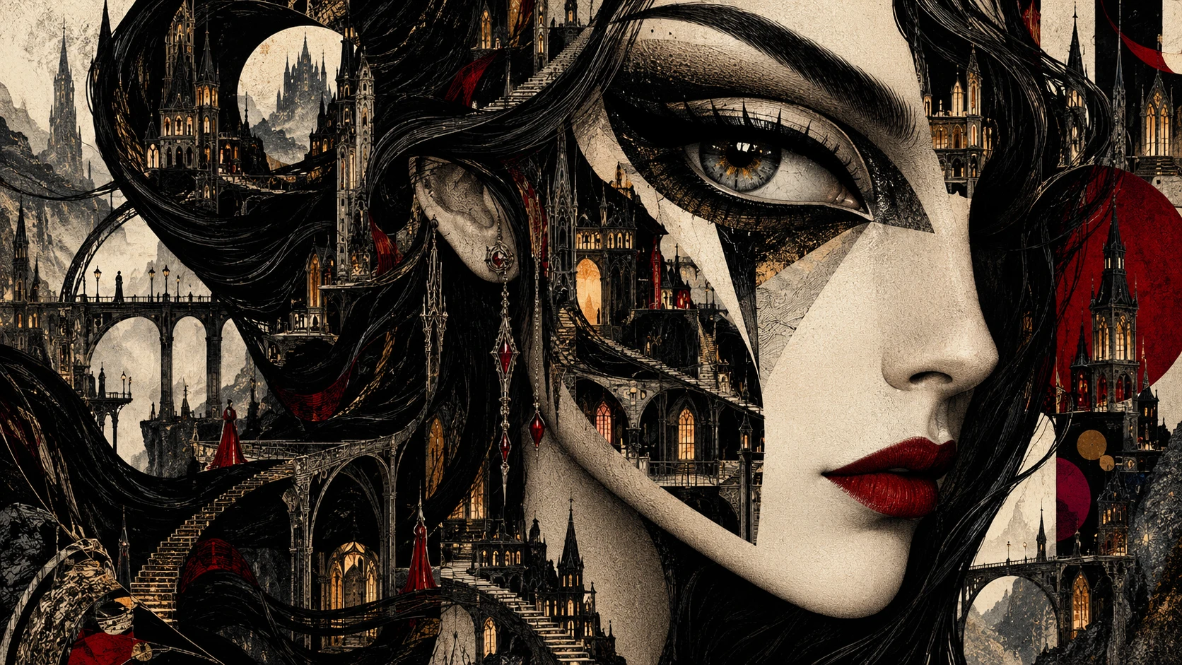 O retrato de uma mulher misteriosa revela uma cidade gótica em miniatura
