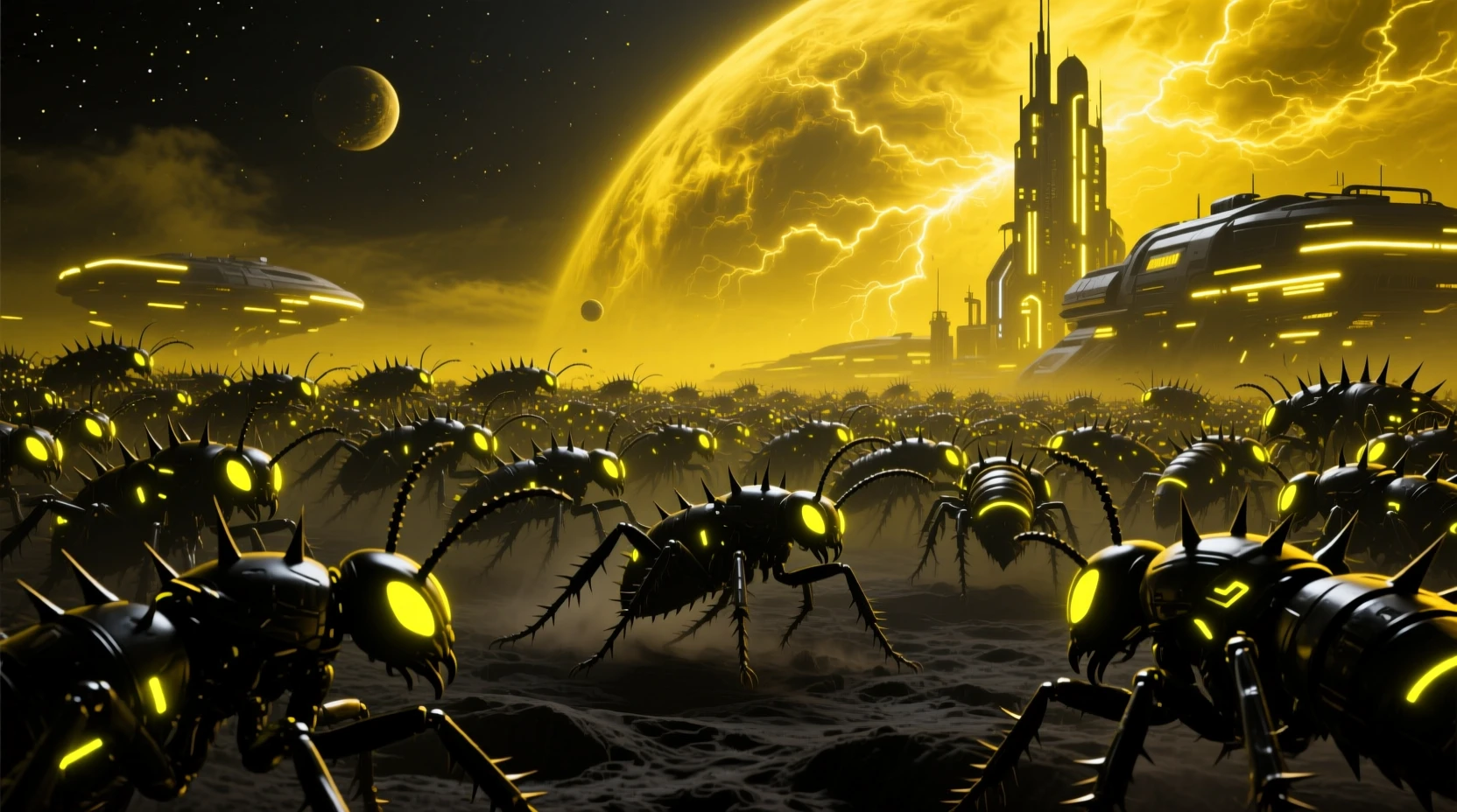 Un enorme enjambre de insectoides espinosos recorre un terreno inquietante