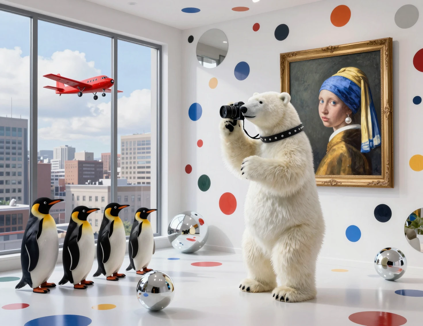 Um urso-polar fotografa o retrato emoldurado de outro urso