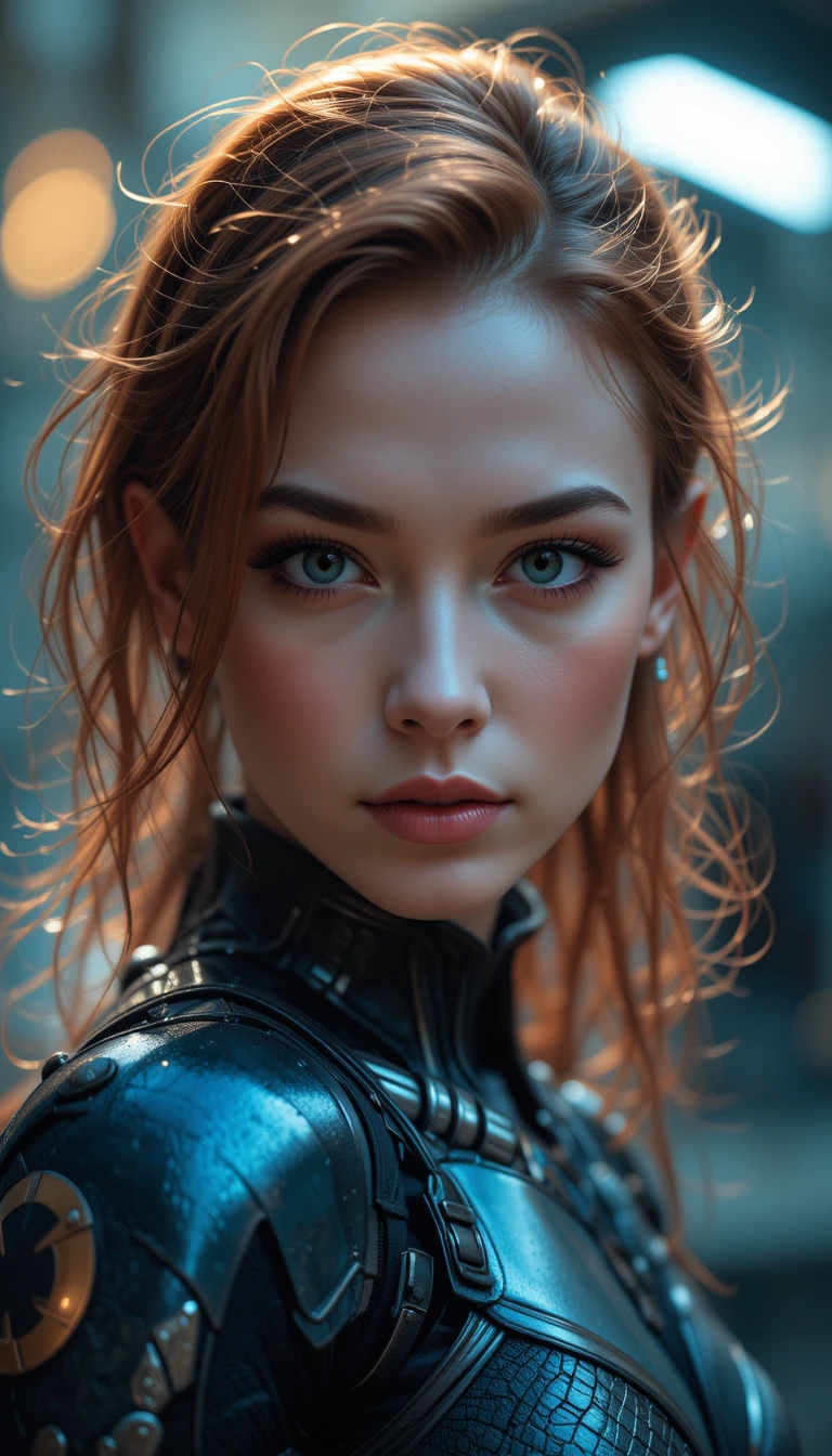 Jean Grey em um retrato fotorrealista de corpo inteiro de uma jovem
