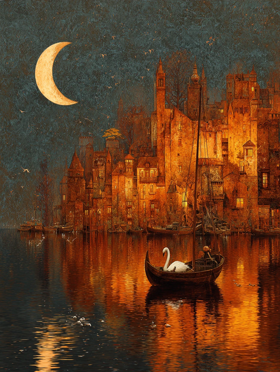 Uma paisagem da alma surrealista pintada a óleo, com composição segundo a proporção áurea