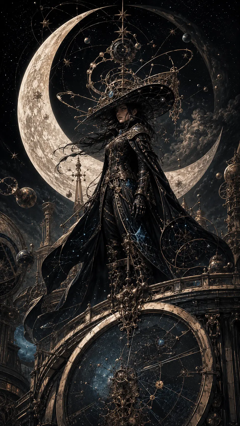 A mysterious outlaw stands at the edge of a celestial observatory