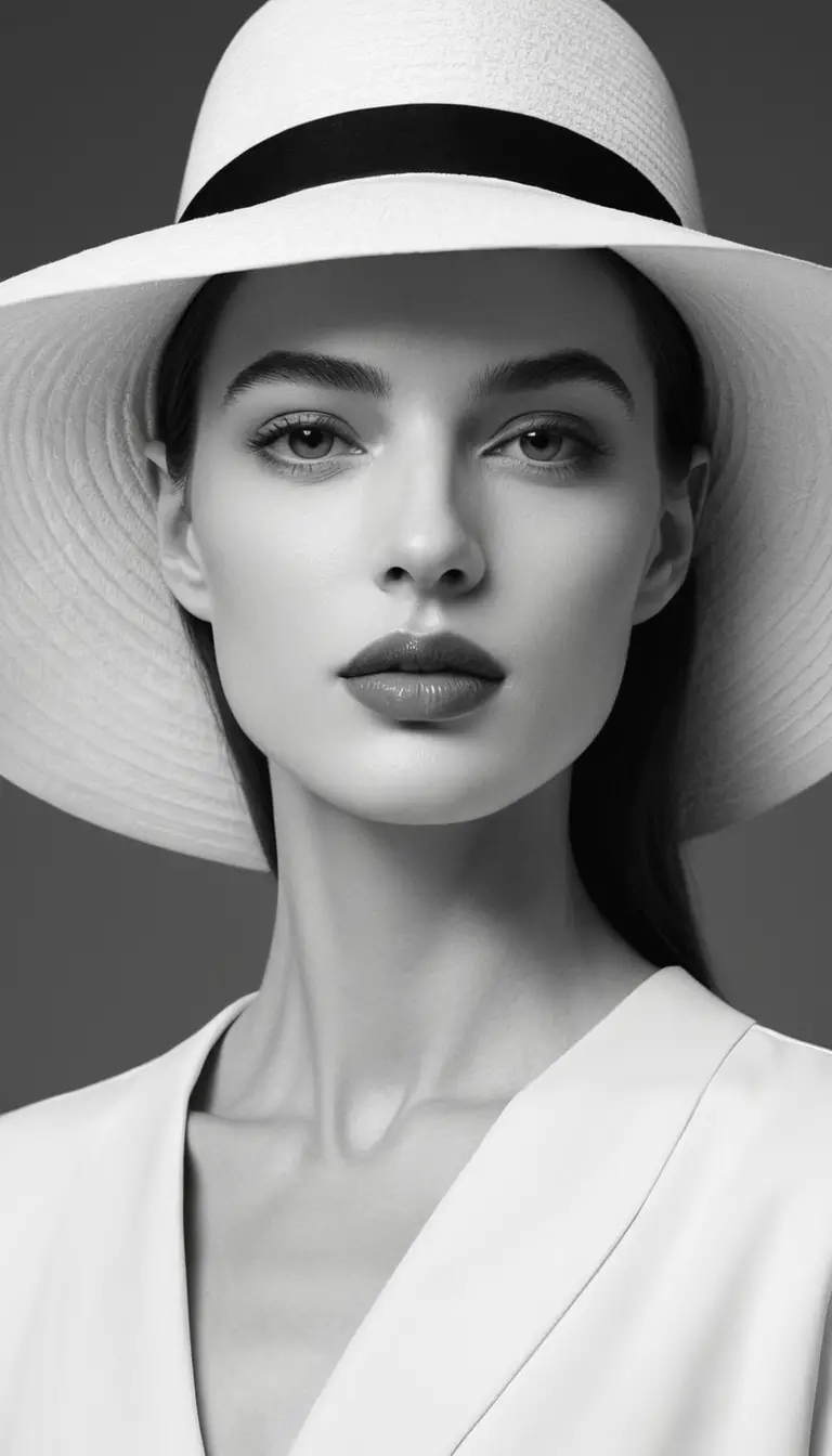 Un volto emerge da poche linee delicate e dalla tesa di un cappello