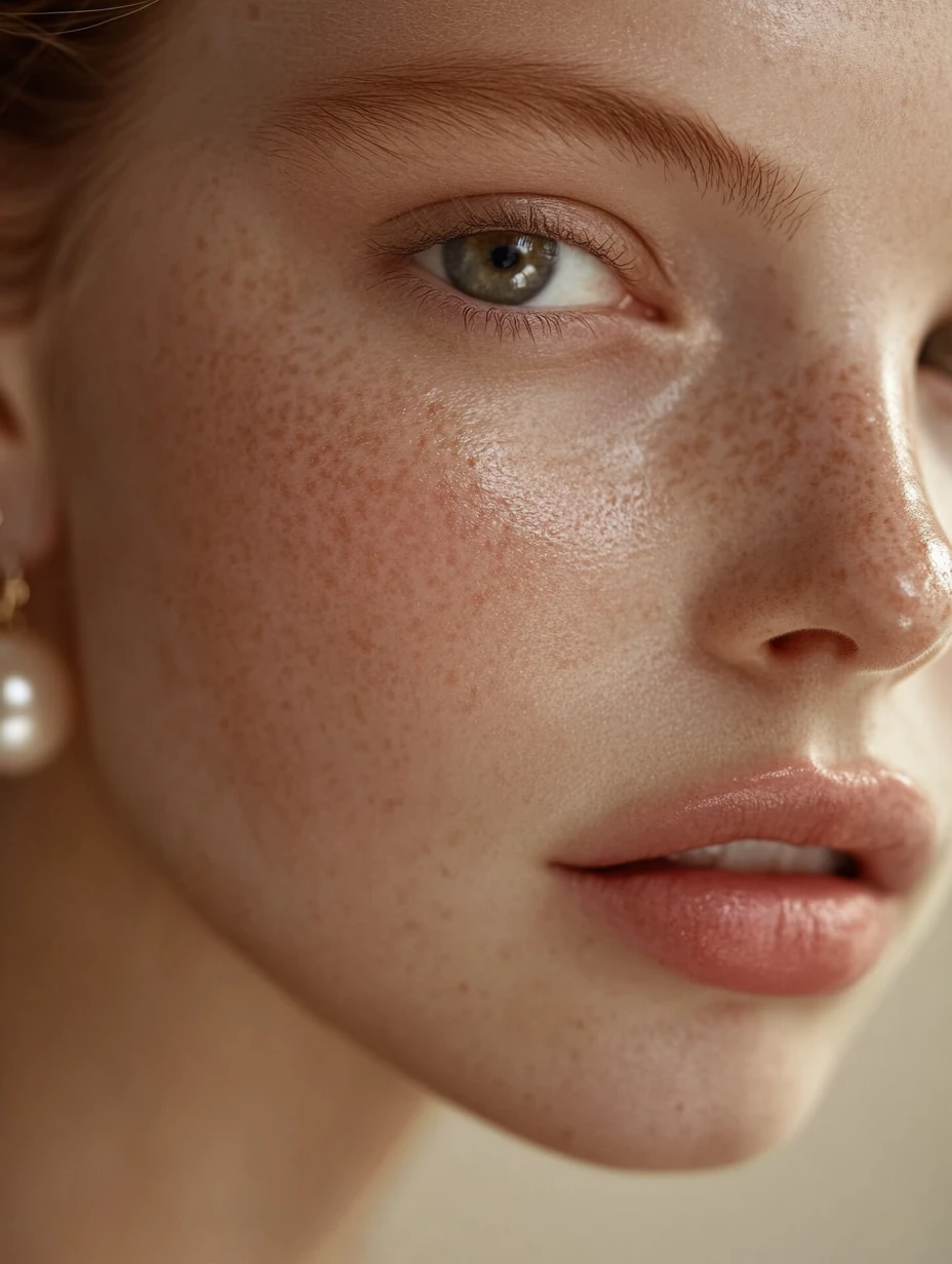 Portrait beauté en gros plan d’une femme aux détails perlés