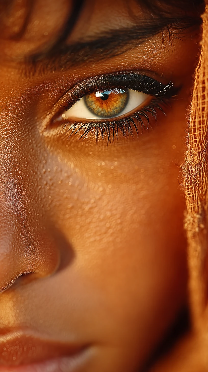Retrato en primerísimo plano con una mirada directa que emerge de la oscuridad
