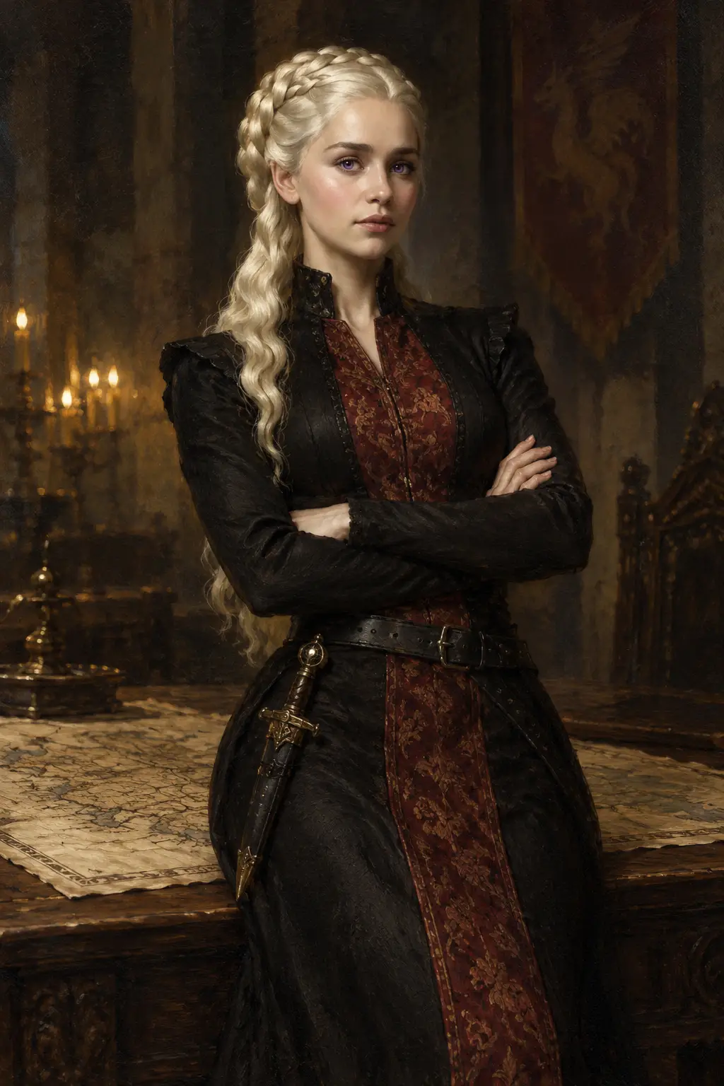 A Renaissance Portrait of a Young Woman in a Medieval Hall