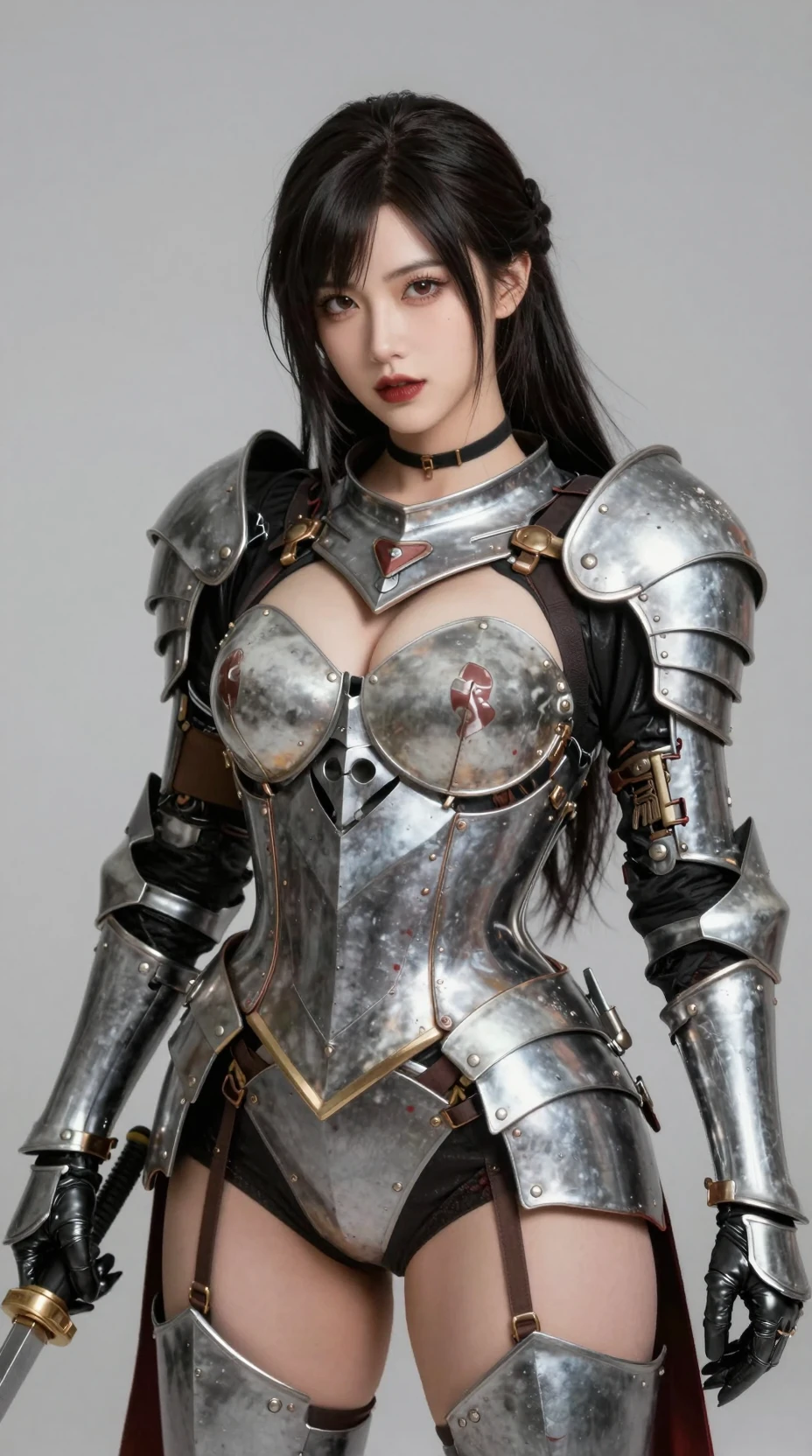 A Woman Cosplaying in Skull Armor Inspired by Lady Death