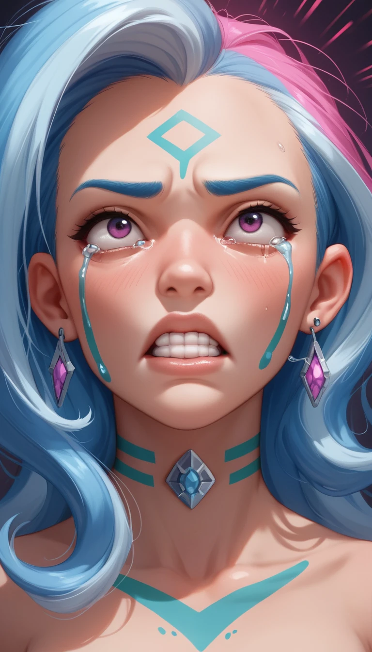 Un ritratto di pony in stile anime tra lacrime, angoscia e piercing