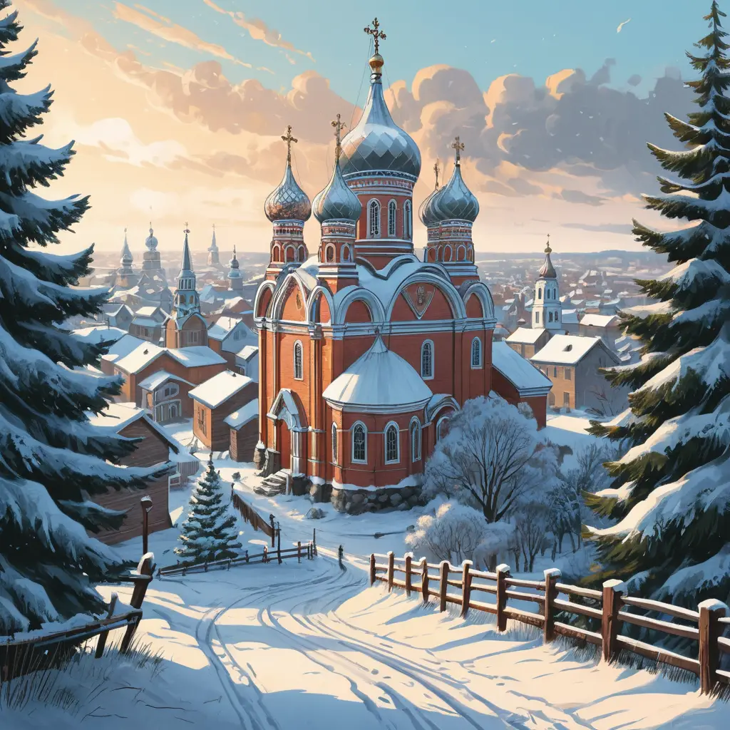 Une église enneigée dans un village russe sous la neige hivernale