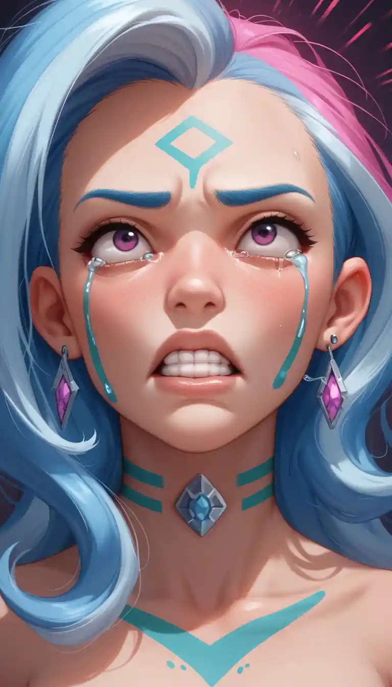 Un ritratto di pony in stile anime tra lacrime, angoscia e piercing