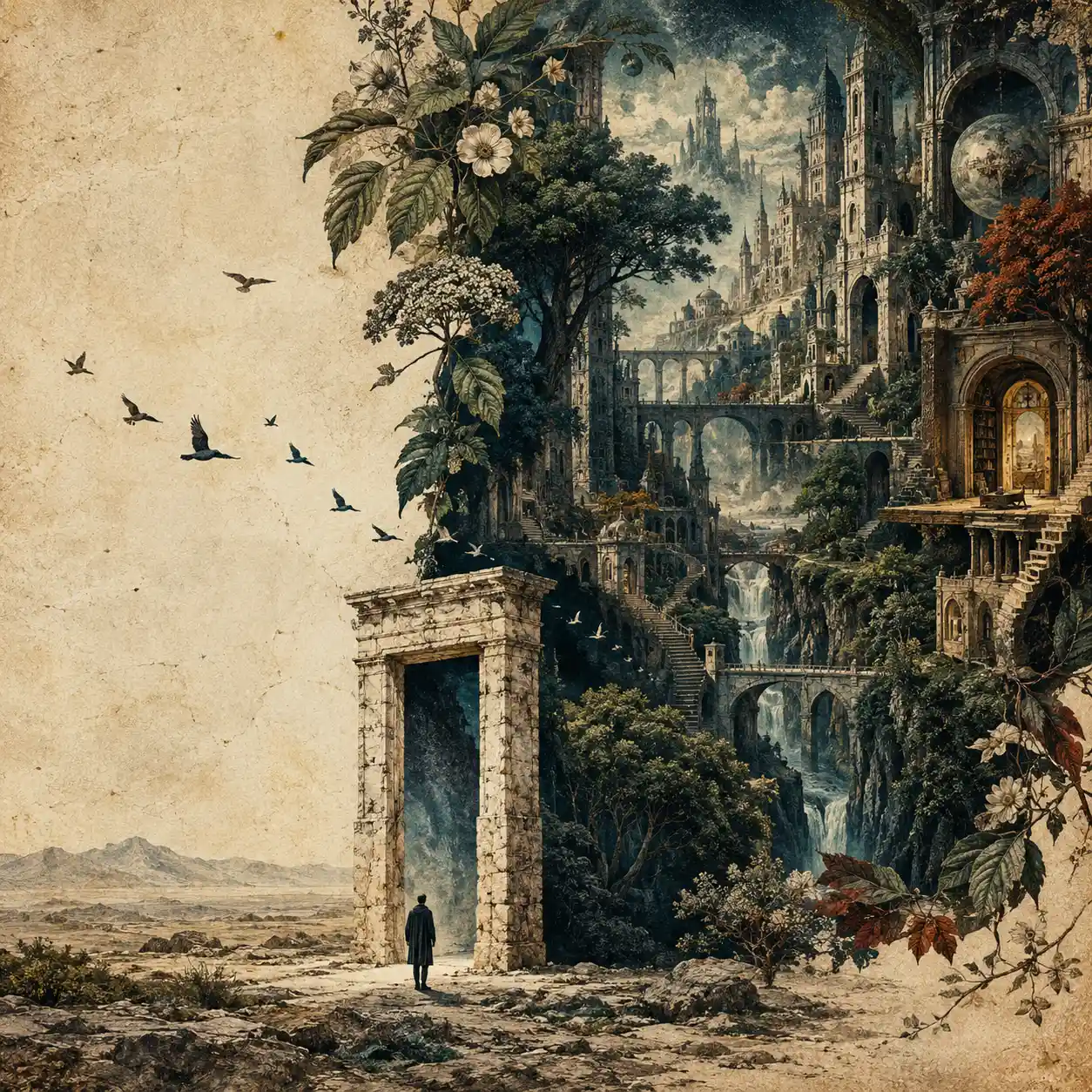 Un antiguo portal de piedra revela una ciudad oculta en su sombra
