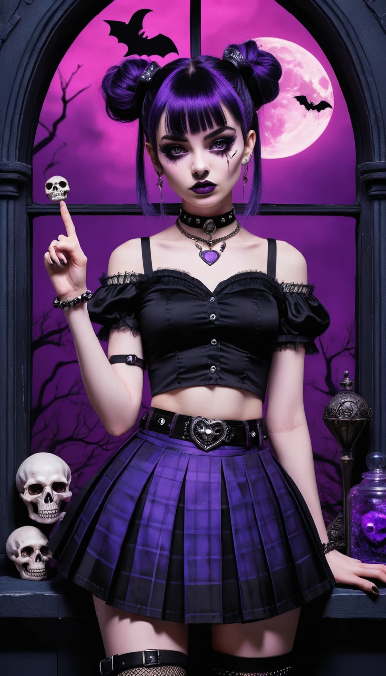 A gothic anime girl points boldly toward the viewer
