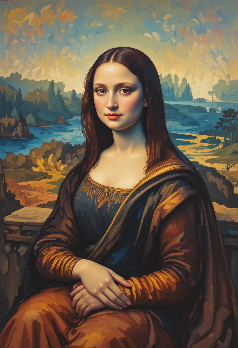 Mona Lisa Reimagined in Gauguin’s Bold Post-Impressionist Painting Style
