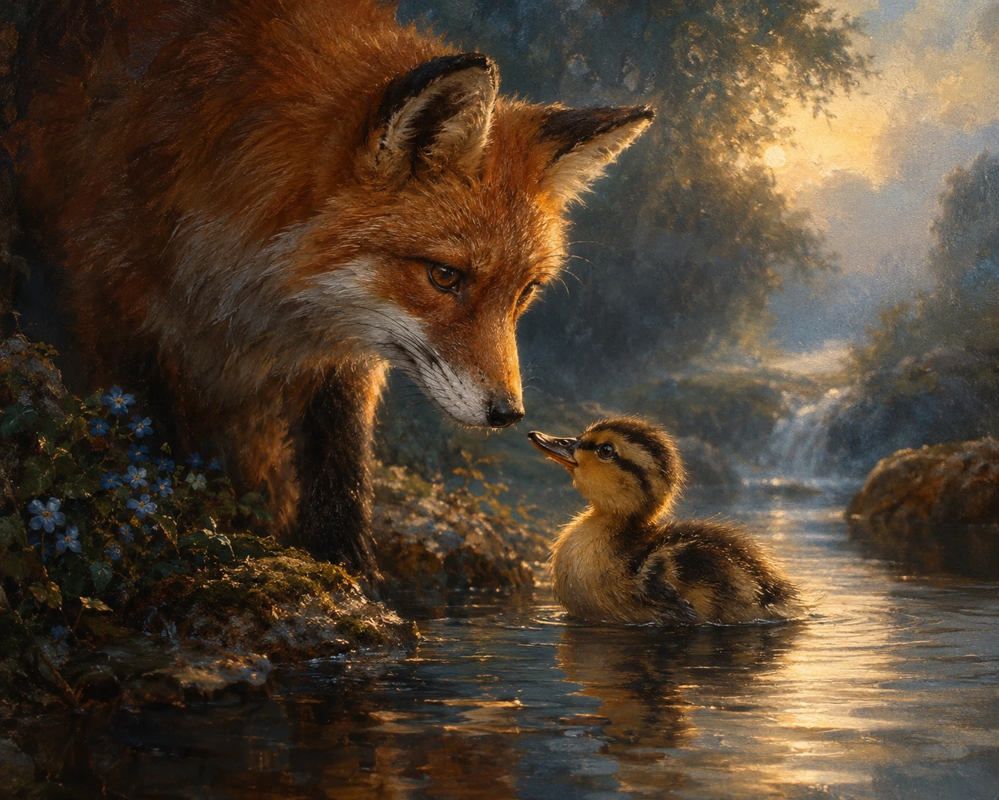 A Wild Animal Portrait Framed by Misty Woodland Water
