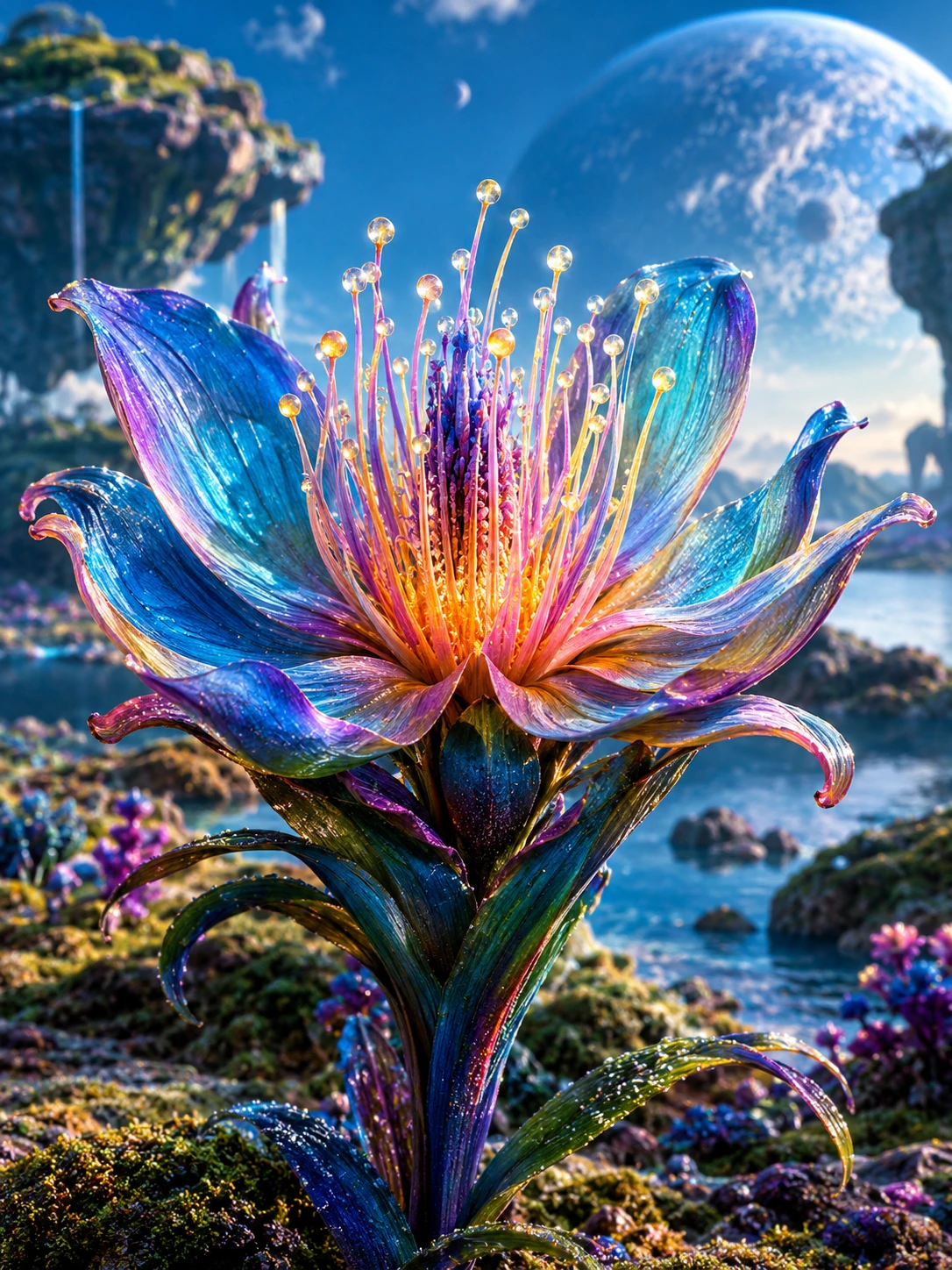 A close-up view of an alien flower on a planet of lost dreams