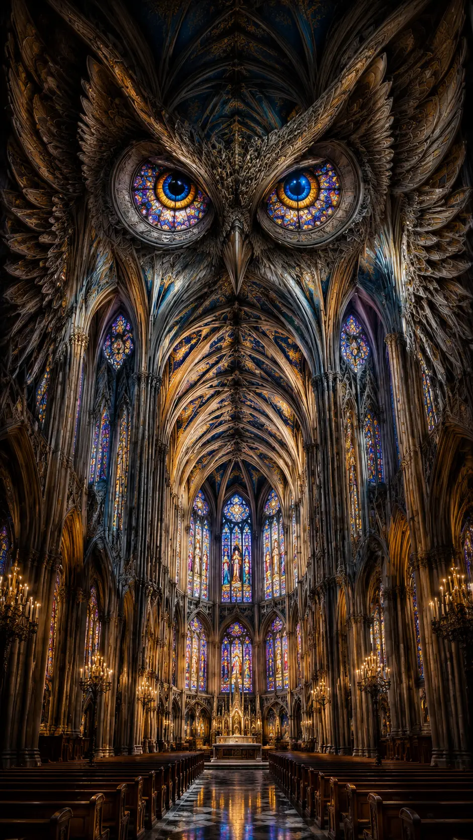 An Ancient Cathedral Reveals an Owl in Its Vaulted Architecture
