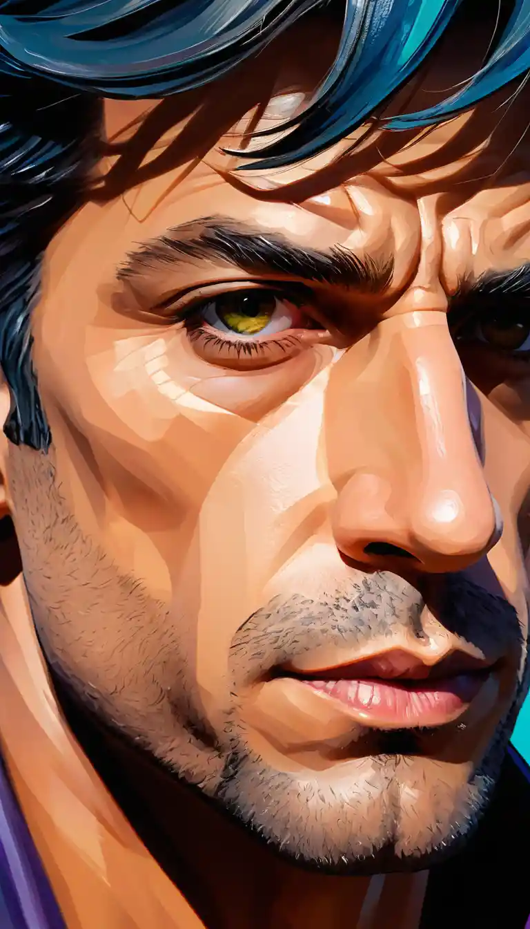 Grande plano de um homem bonito com estilo de anime pictórico