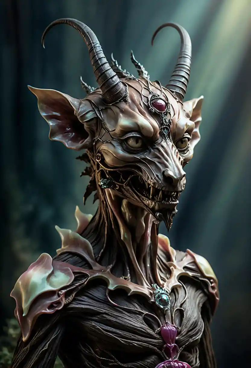 Una scultura di chimera contorta unisce legno nodoso e bronzo ossidato