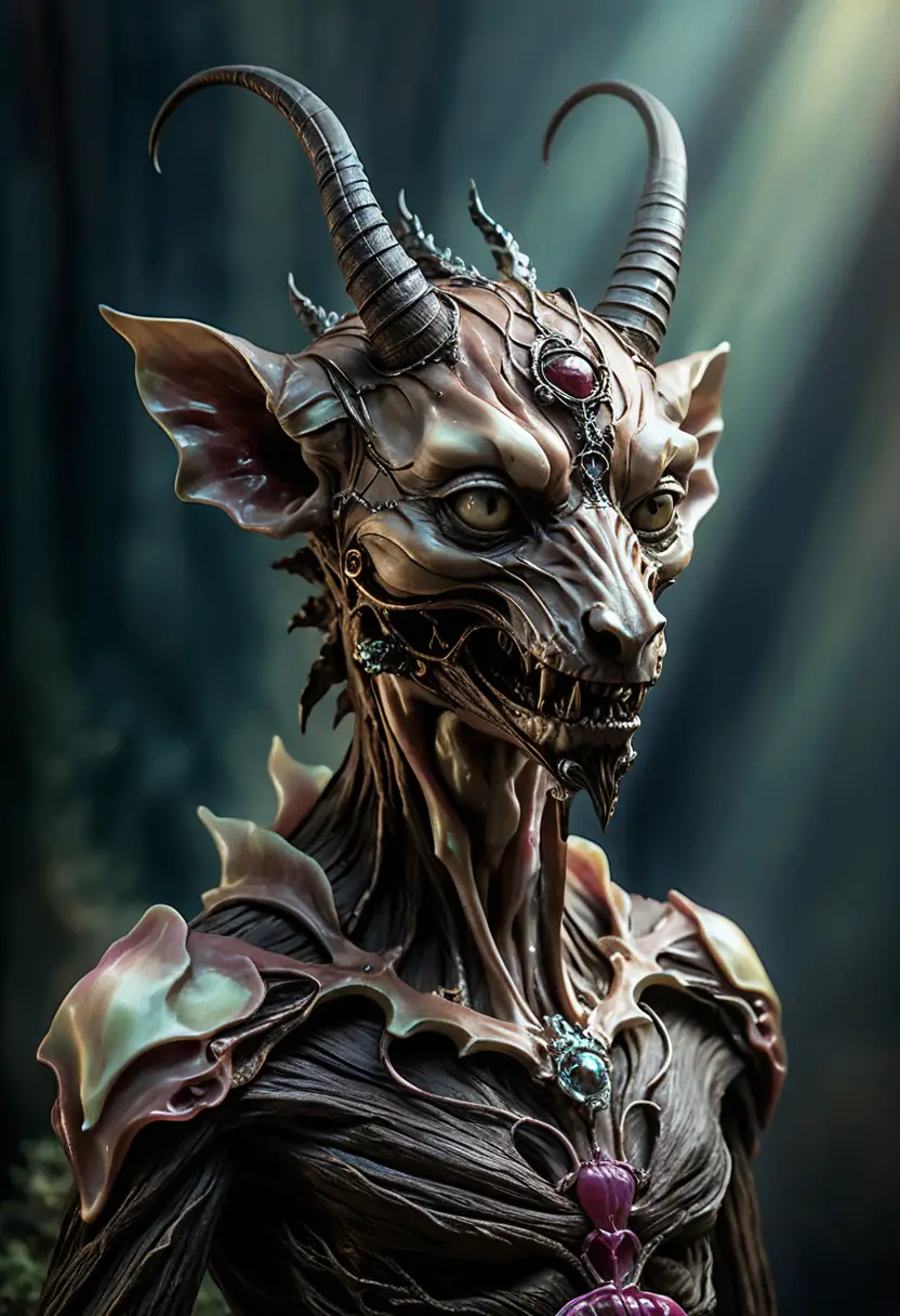 Una scultura di chimera contorta unisce legno nodoso e bronzo ossidato