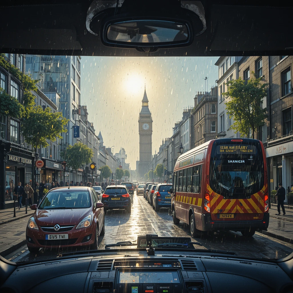 El tráfico de Londres entre el sol y la lluvia