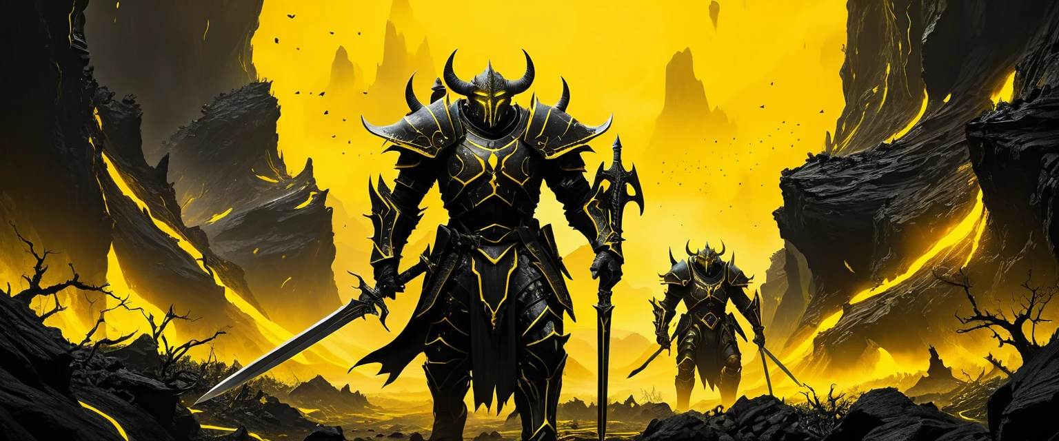 Orcs encouraçados marcham por um vale rochoso iluminado pela lava