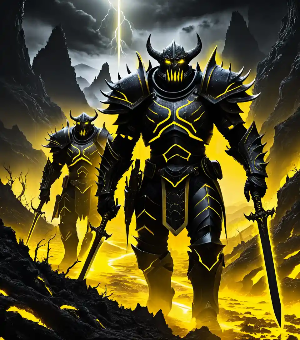 Orcs mutantes marcham encosta acima por um vale de lava assombrado
