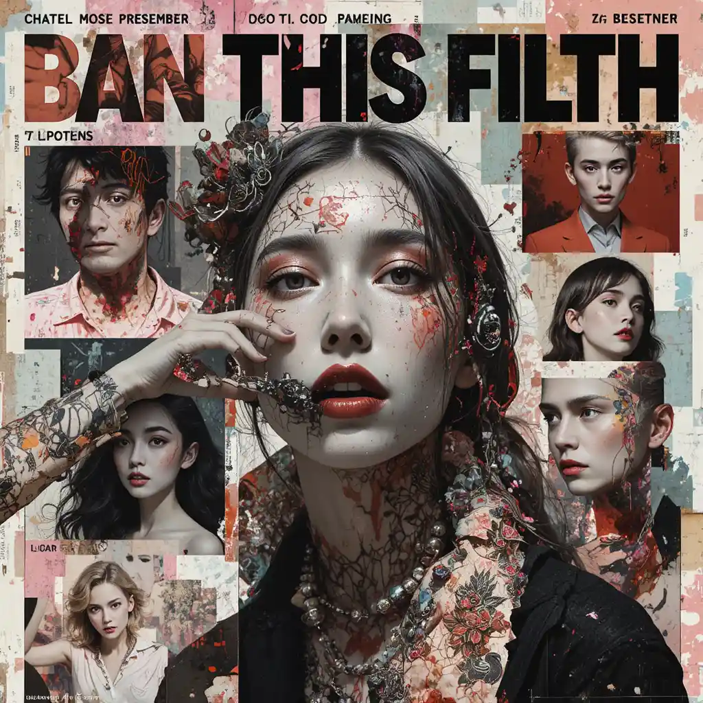 Ein Magazincover als moderne Kunstcollage mit dem Slogan „Verbietet diesen Schmutz“