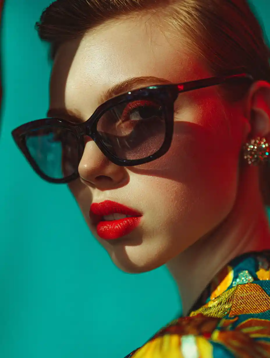 Modefotografie mit Schmuck und Glitzer im surrealen Linolschnittstil