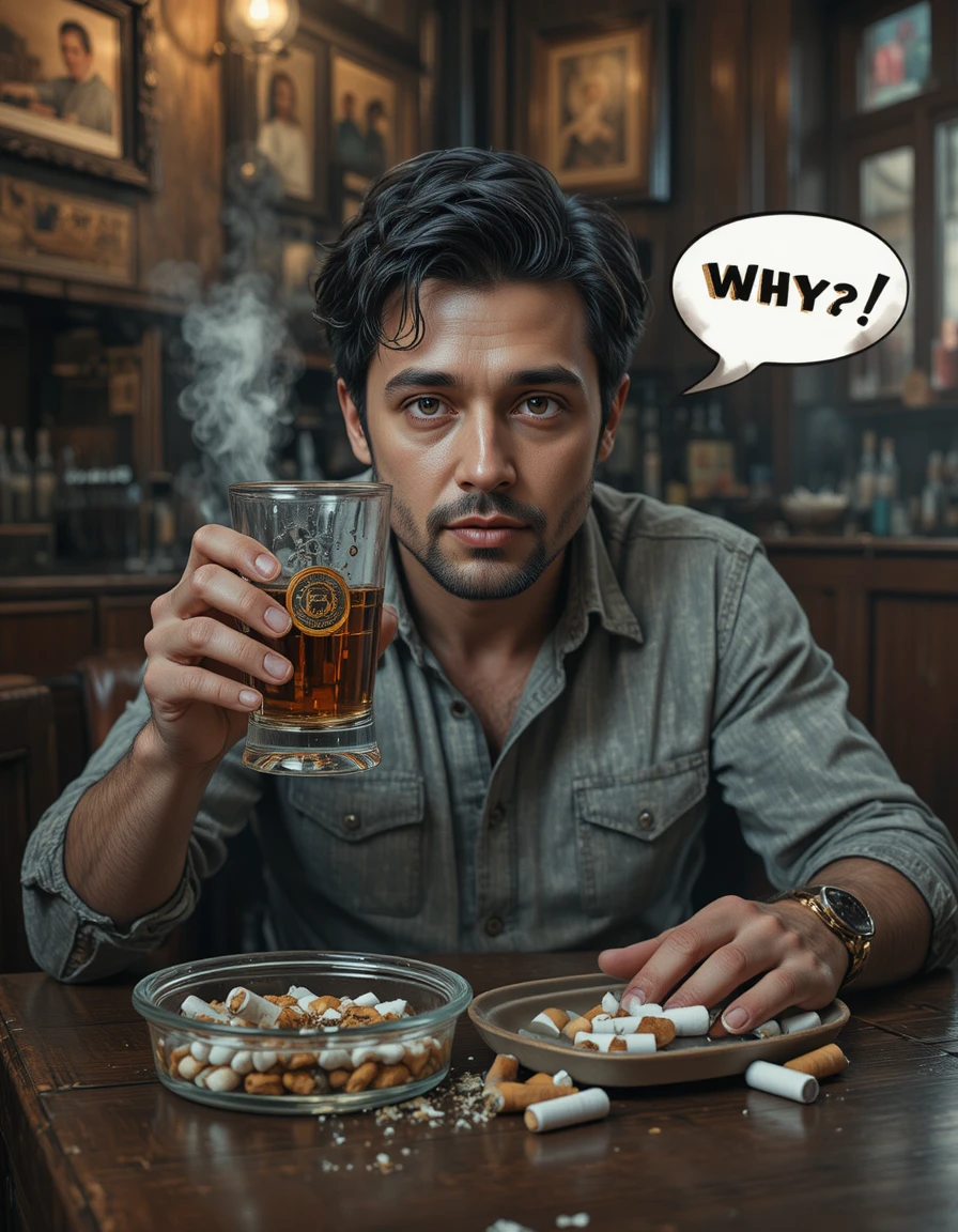 Um homem solitário comemora sozinho o aniversário do seu divórcio em um pub