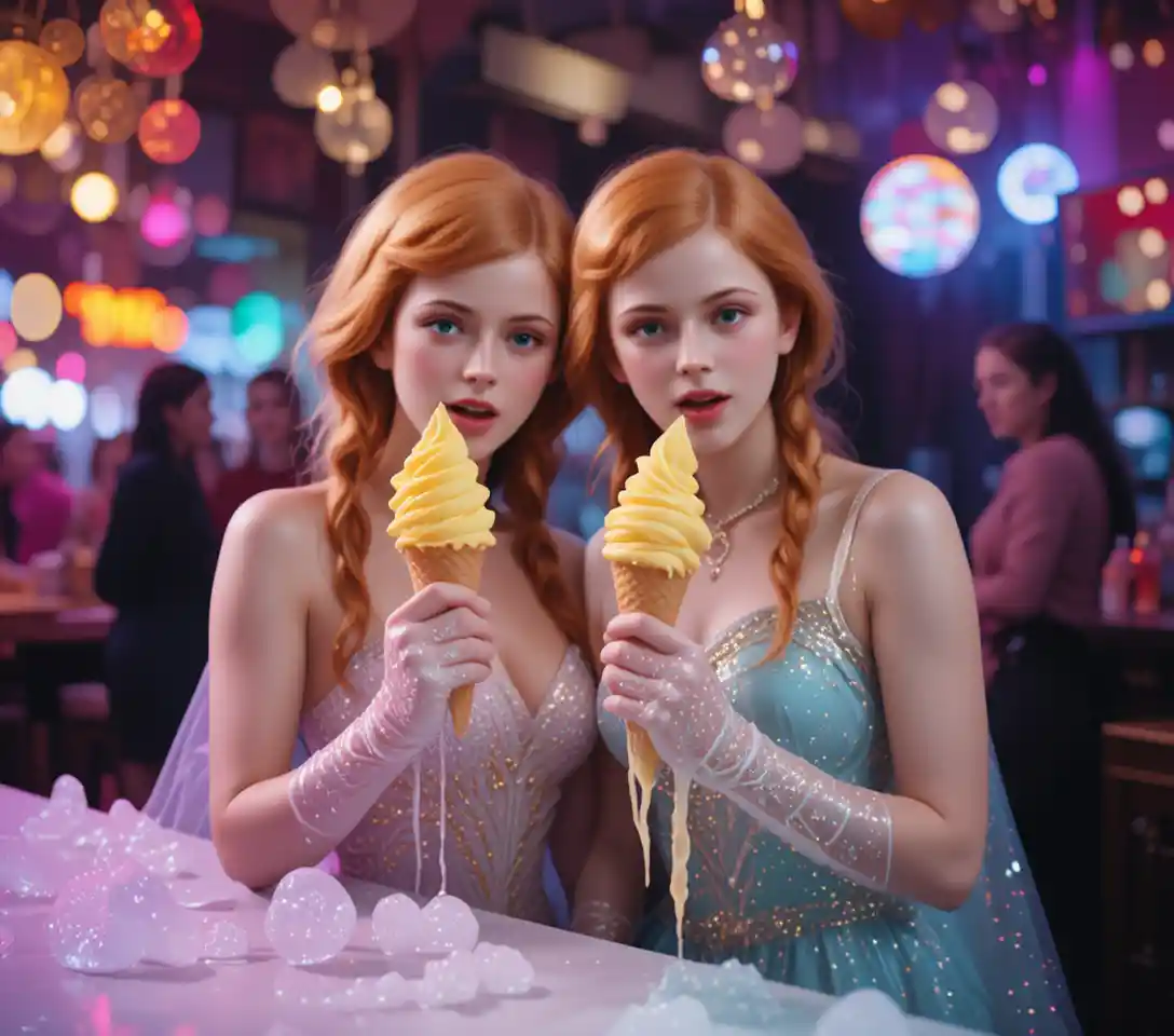 Elsa e Lotti dividem um gelado