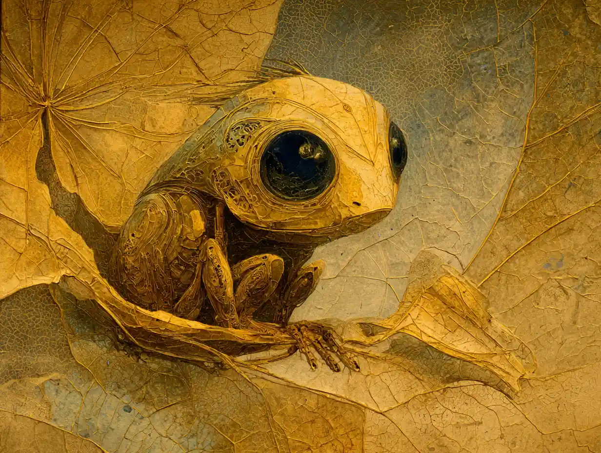Ein surrealistisches Wesen in verspielter Aquarelloptik auf strukturiertem Papier