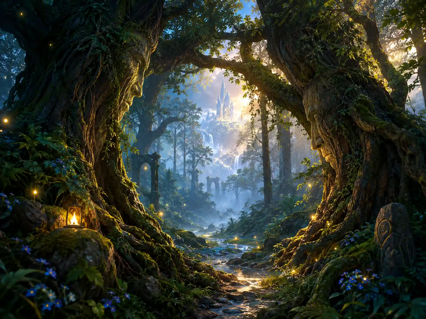 Alberi antichi vegliano su una foresta misteriosa