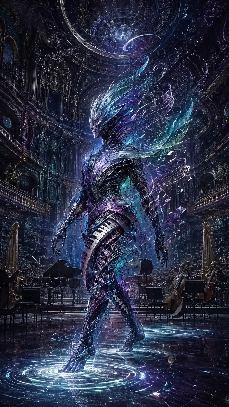 寂靜的奇幻生物穿越宏偉的音樂廳
