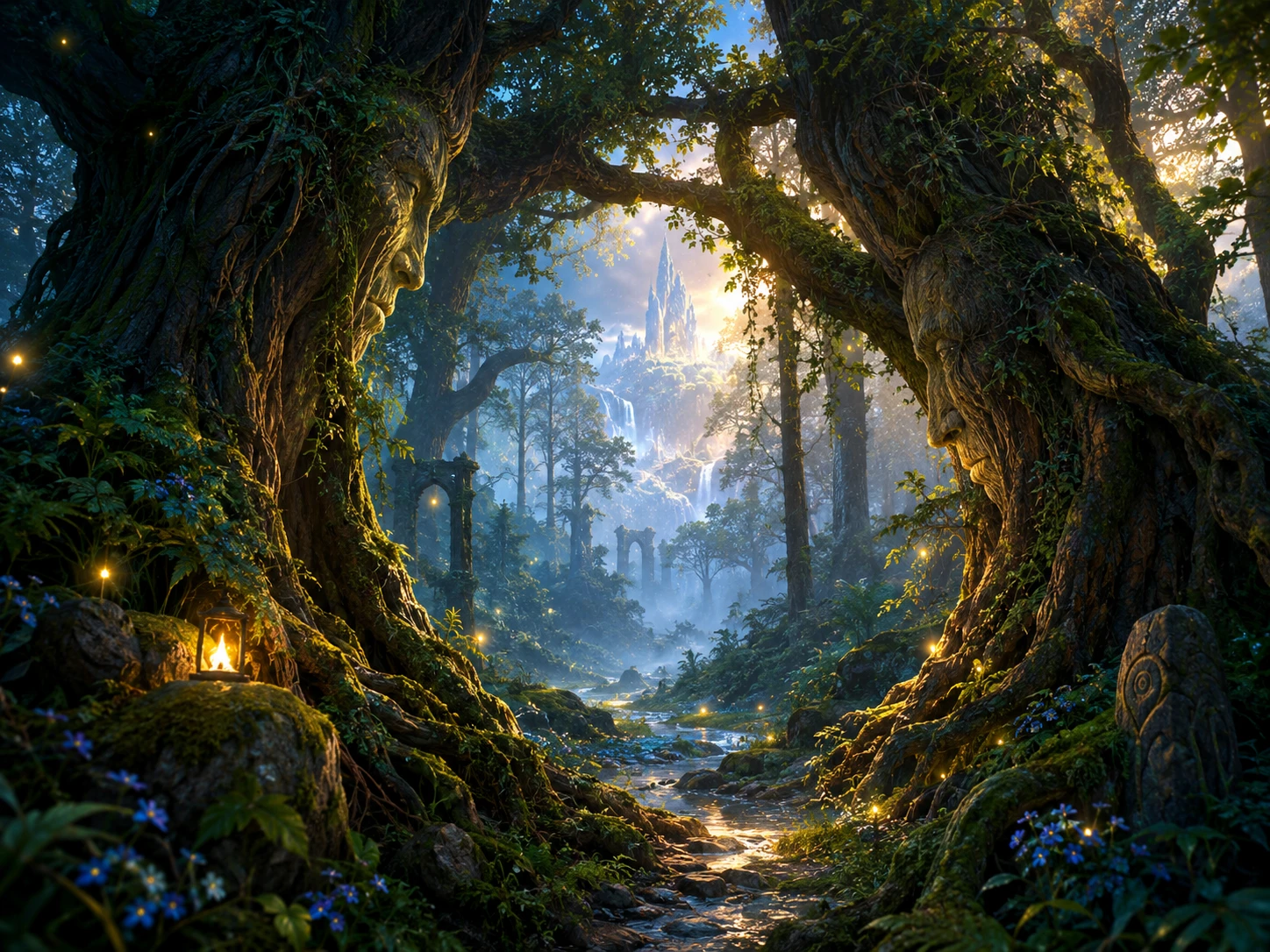 Alberi antichi vegliano su una foresta misteriosa