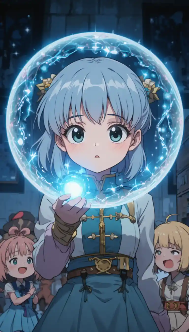 Little My Holds a Tiny Glowing Quantum Particle in Ethereal Light