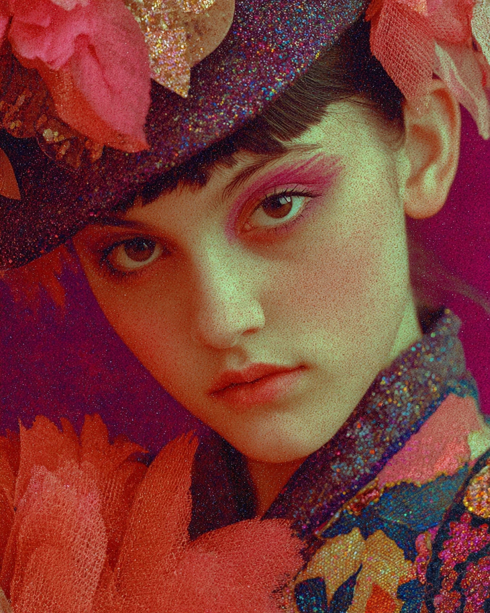 A turnip in fashion photography adorned with jewelry and glitter