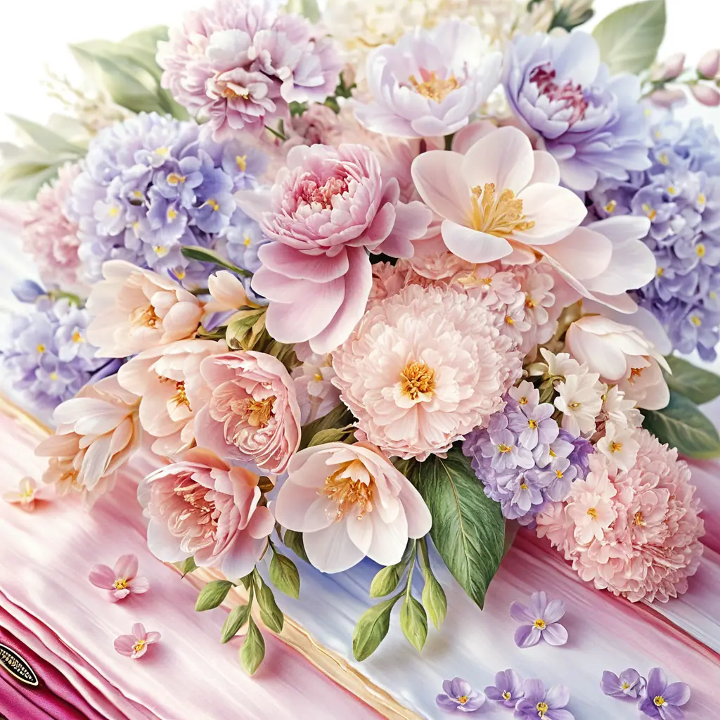 A beautiful woman embodies the spirit of spring in pearlescent tones