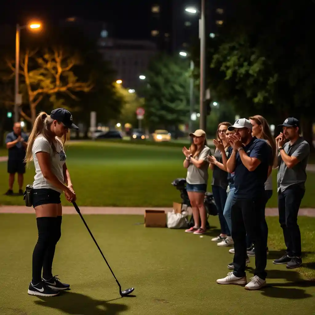 A Game of Golf Takes Place on an Urban Street
