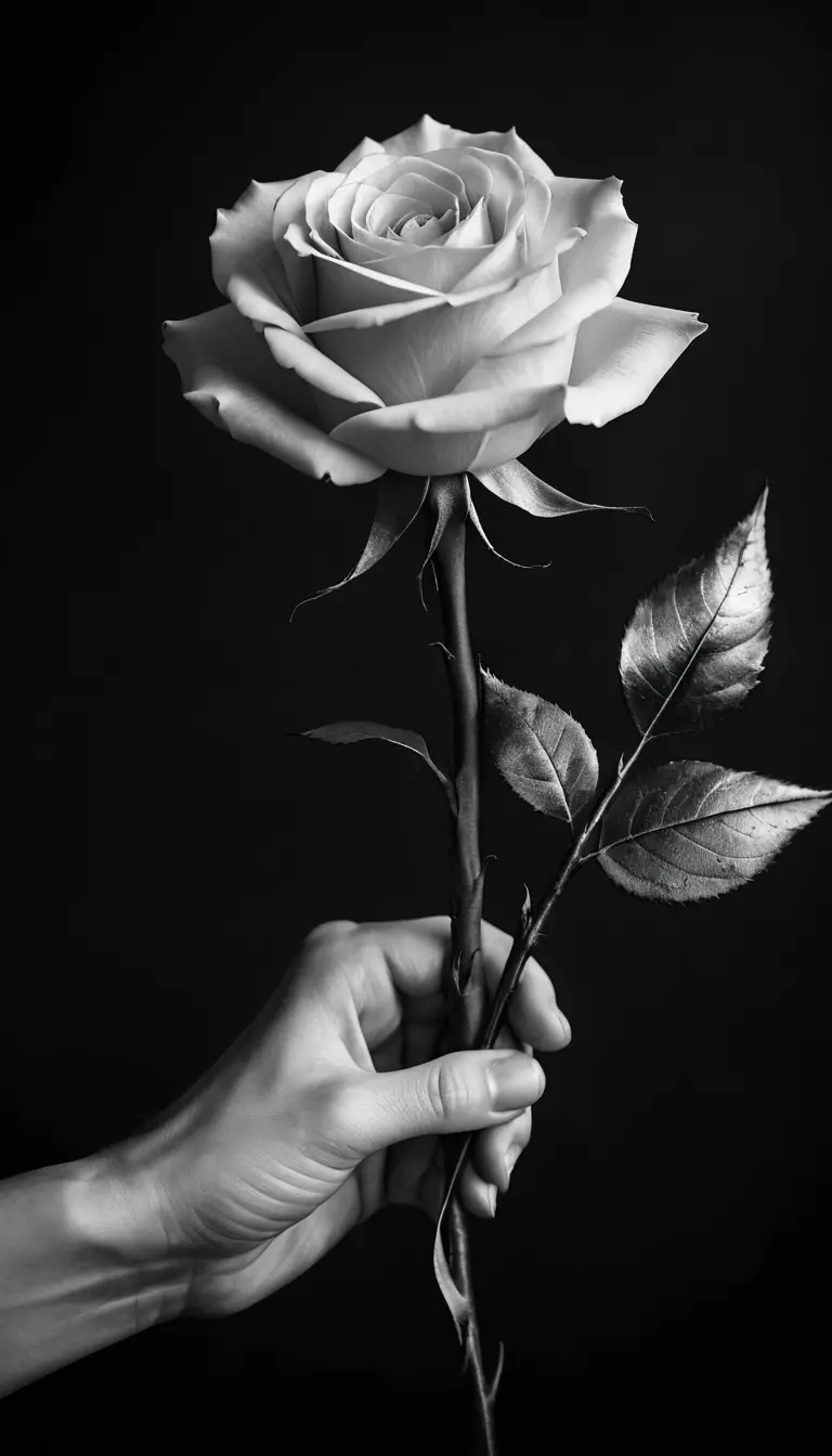 Una rosa bianca viene recisa accanto a delle forbici all'interno di una gabbia di filo metallico scura