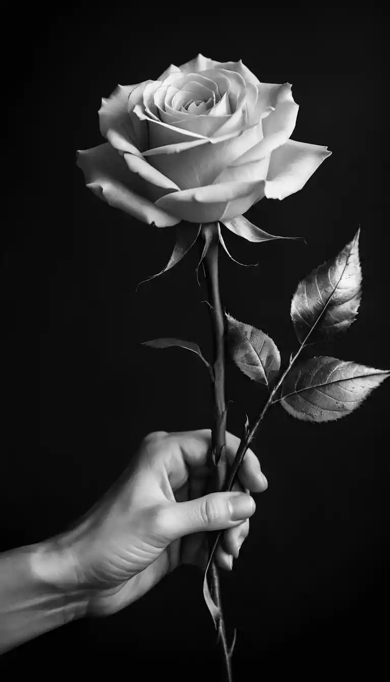 Una rosa bianca viene recisa accanto a delle forbici all'interno di una gabbia di filo metallico scura