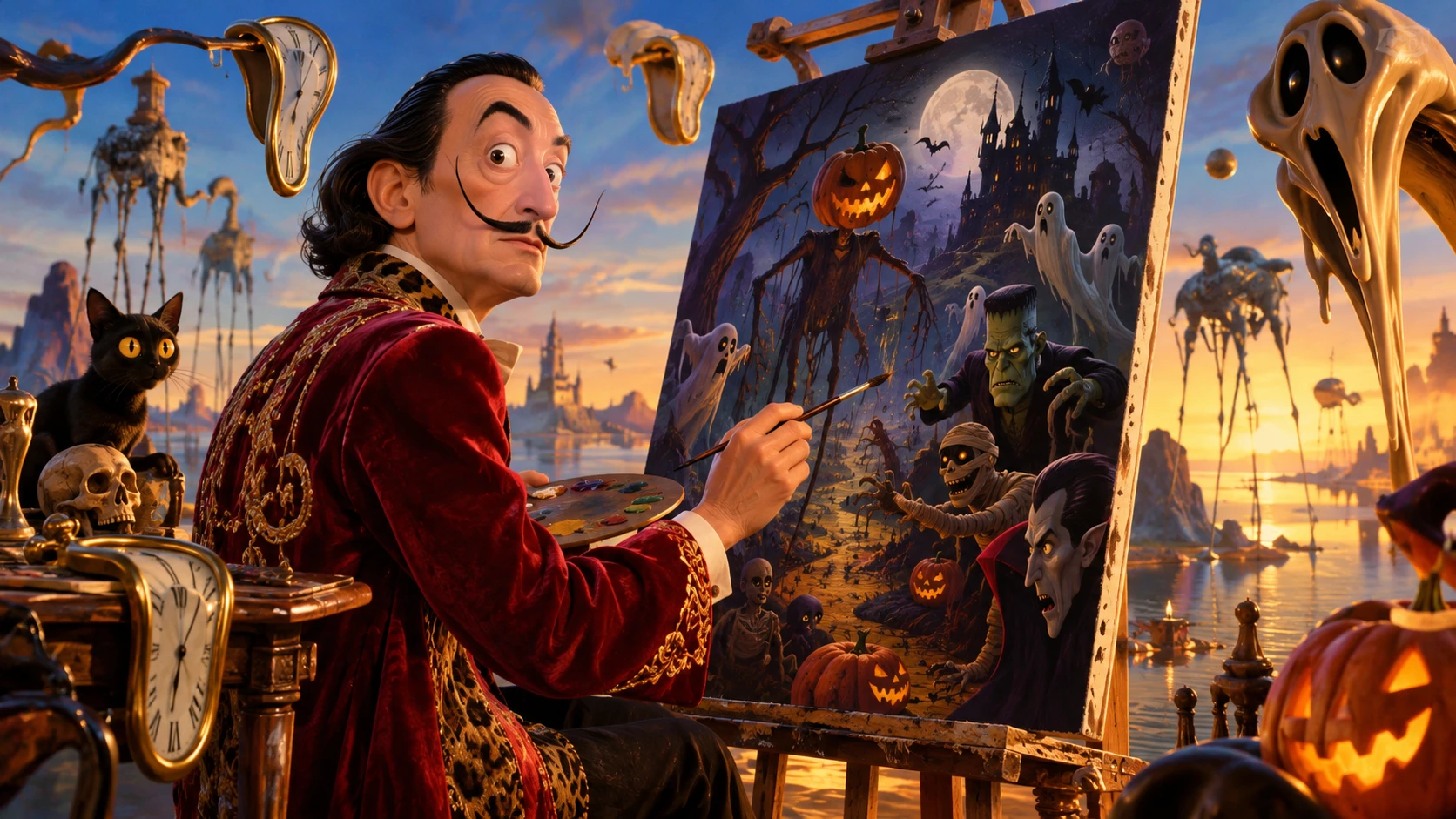 Salvador Dalí Paints a Surreal Halloween Scene Filled With Monsters
