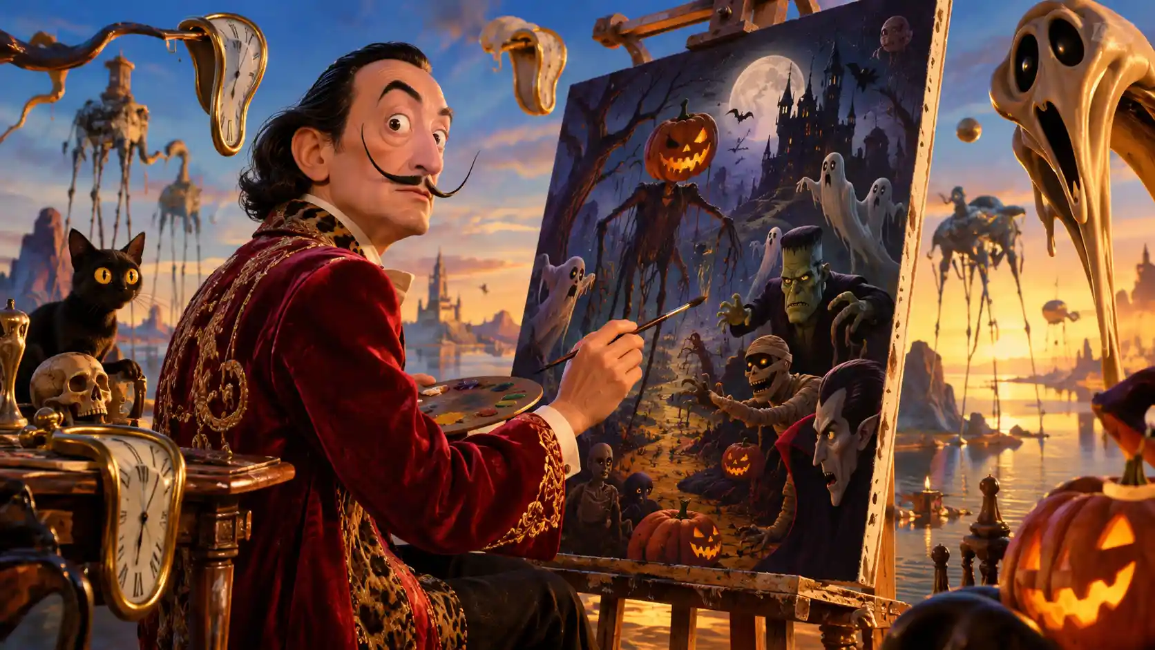 Salvador Dalí Paints a Surreal Halloween Scene Filled With Monsters