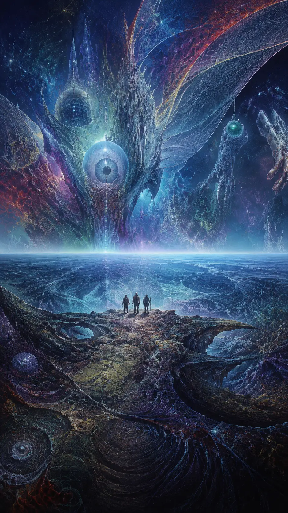 Uma paisagem surreal encontra um ser impossível além do horizonte