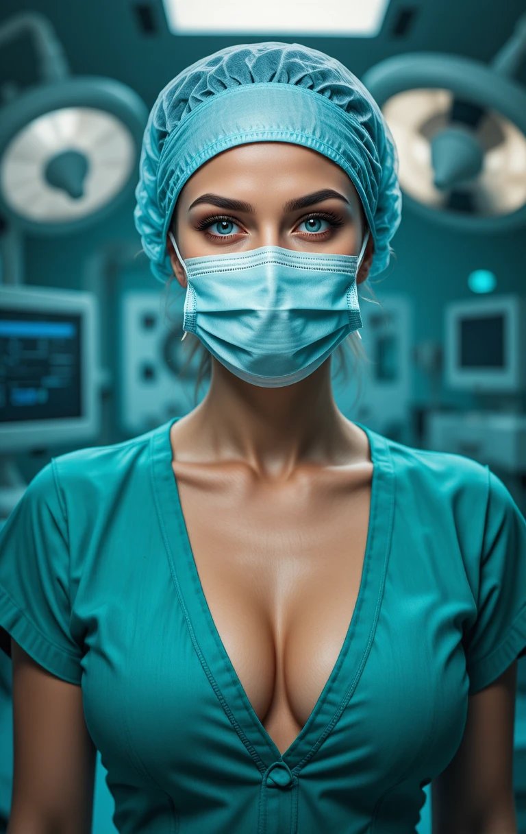 Une chirurgienne pose un regard concentré dans une salle d'opération stérile