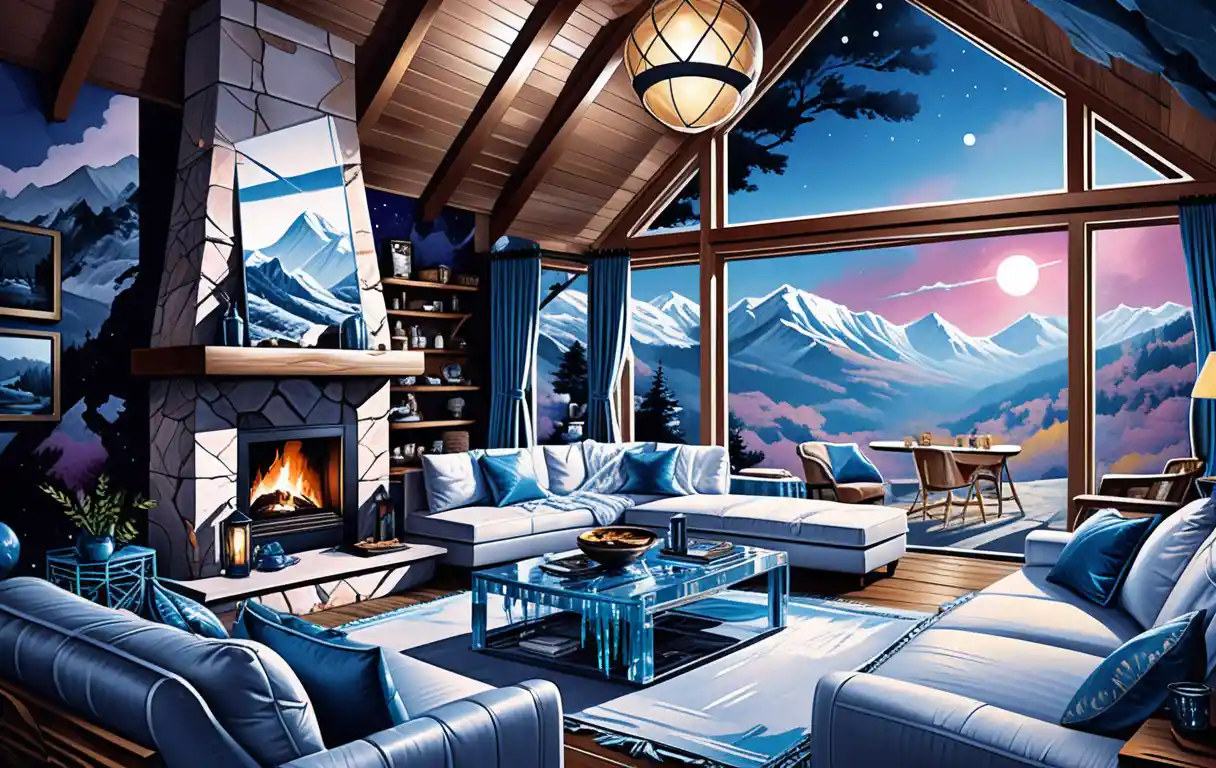 A Two-Story Rustic Cabin Nestled in a Dark Mountain Retreat