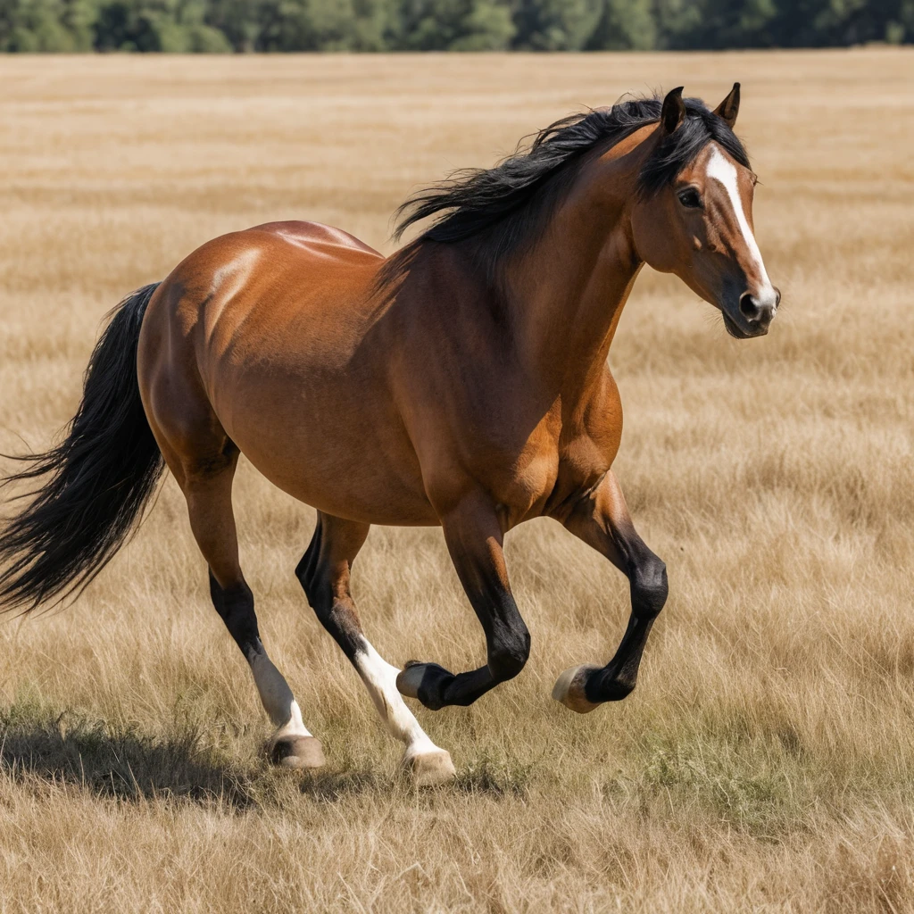 A Tan Horse Trots Across a Field of Dead Grass