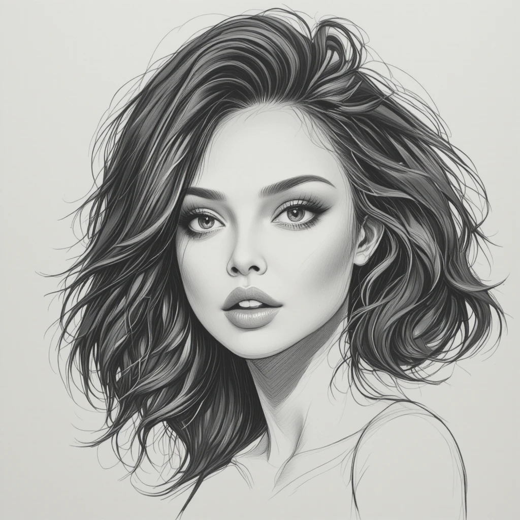A detailed pencil sketch with clean contours and natural shading