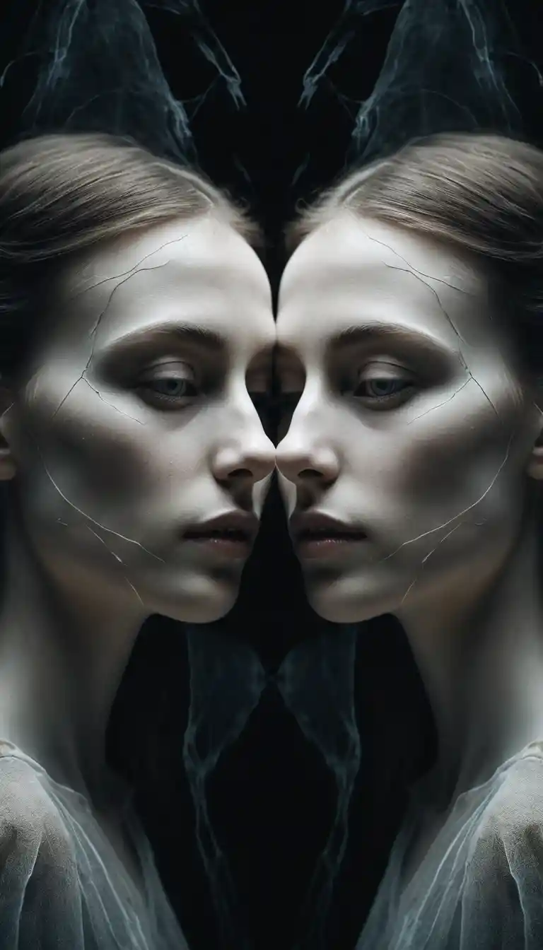 Overlapping Translucent Faces in a Haunting Double Exposure Portrait