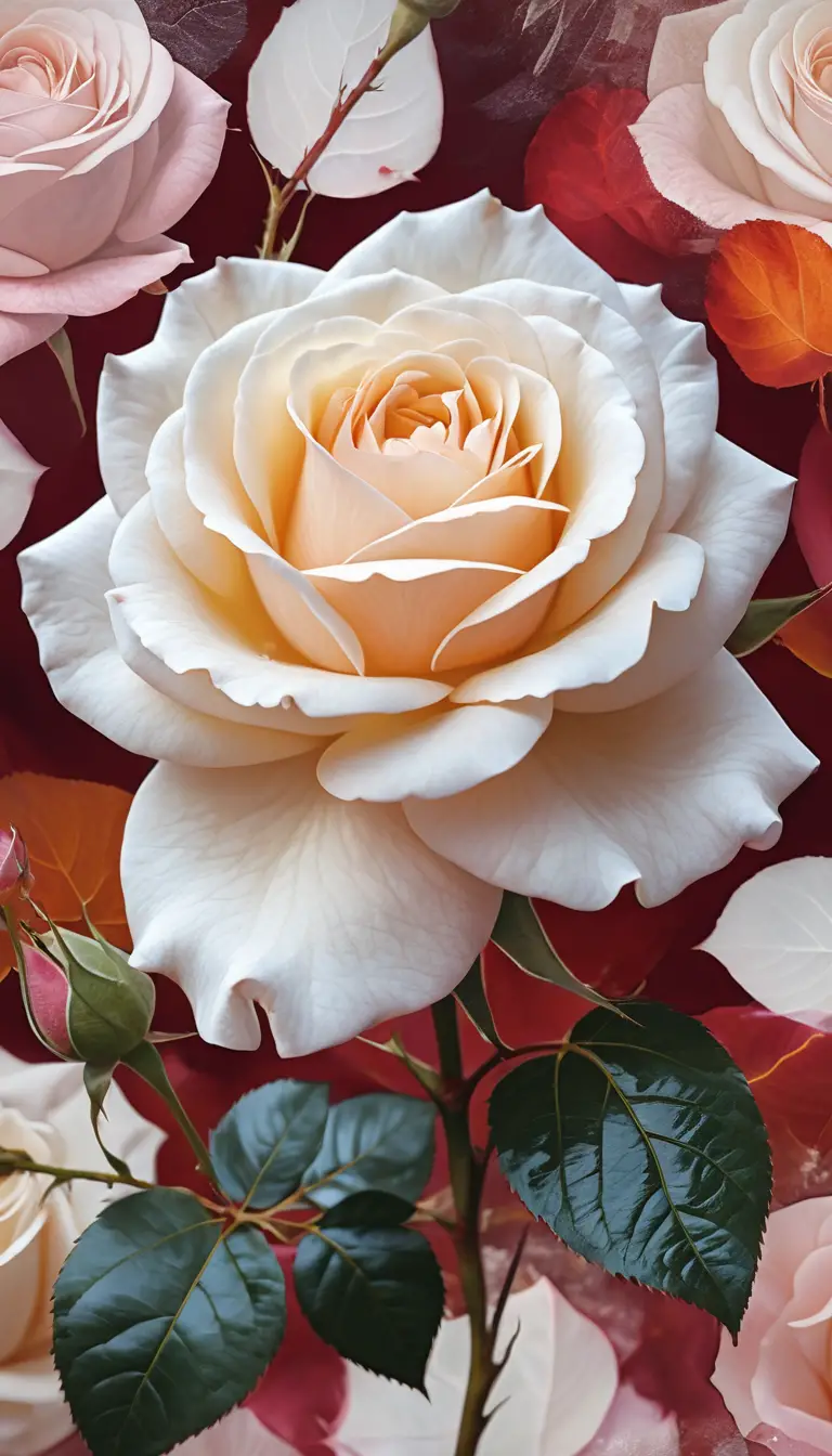 Une rose blanche porte un délicat paysage hivernal sur ses pétales