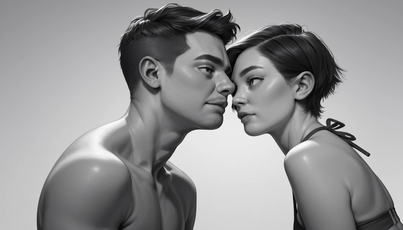 Zwei Models posieren in einem monochromen Bademoden-Editorial, während eine Frau sich abwendet